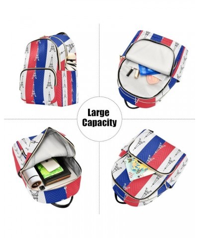 Women Backpack France Eiffel Tower Blue White Red Anti-Theft Travel Backpack with Luggage Belt Lightweight Handbag Lady Purse...