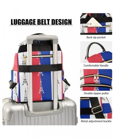 Women Backpack France Eiffel Tower Blue White Red Anti-Theft Travel Backpack with Luggage Belt Lightweight Handbag Lady Purse...