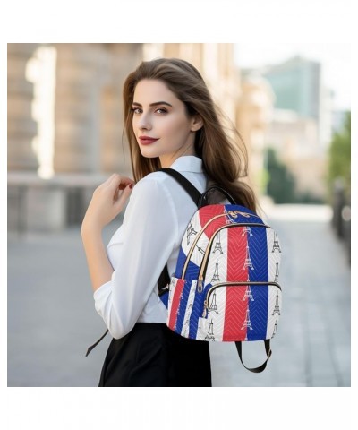 Women Backpack France Eiffel Tower Blue White Red Anti-Theft Travel Backpack with Luggage Belt Lightweight Handbag Lady Purse...