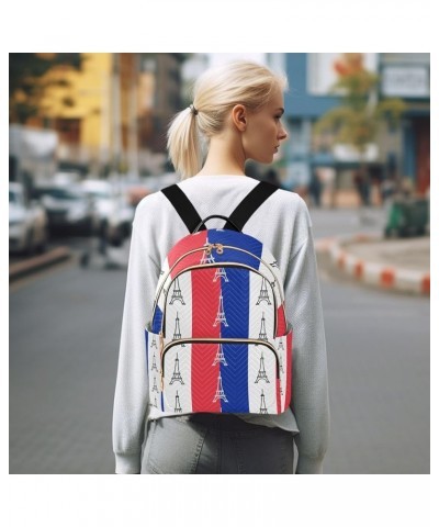 Women Backpack France Eiffel Tower Blue White Red Anti-Theft Travel Backpack with Luggage Belt Lightweight Handbag Lady Purse...