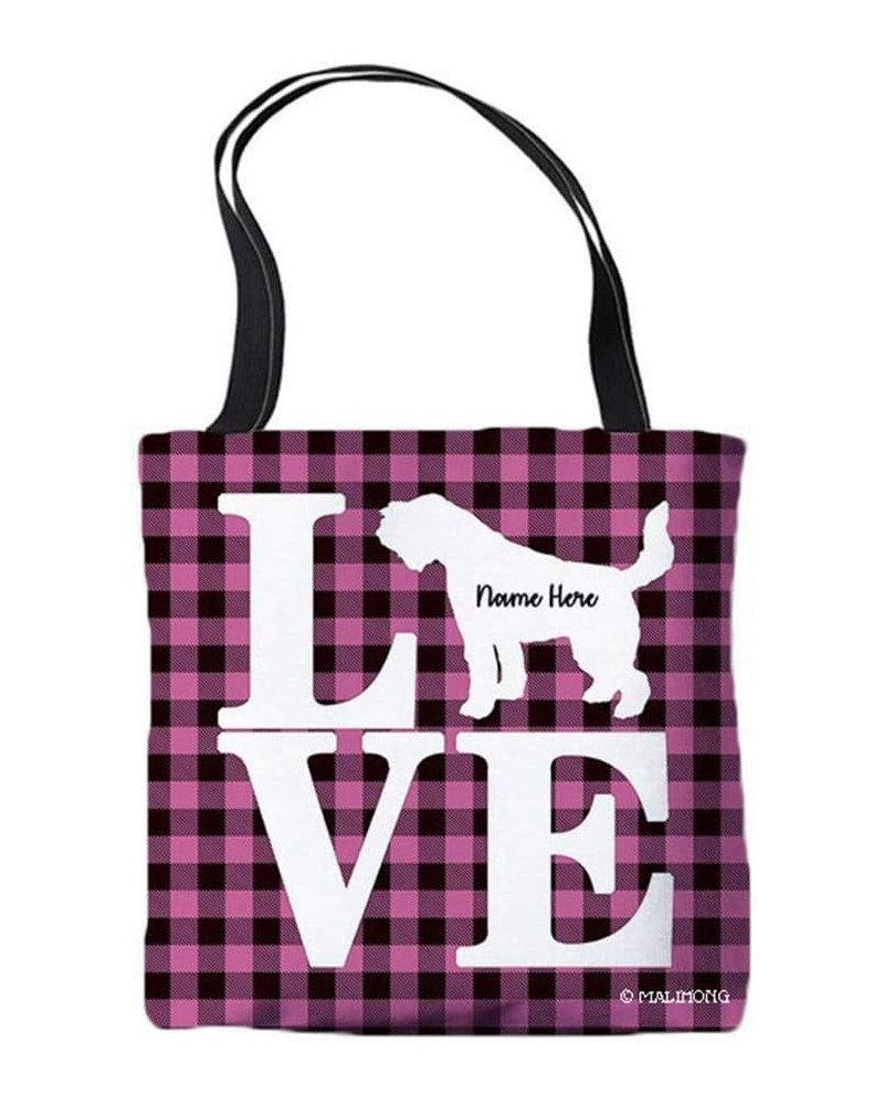 Dog Personalized Tote Bag Portuguese Sheepdog Silhouette Puppy Pink Lattice Bag Portuguese Sheepdog $10.61 Travel Gear