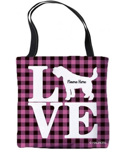 Dog Personalized Tote Bag Portuguese Sheepdog Silhouette Puppy Pink Lattice Bag Portuguese Sheepdog $10.61 Travel Gear