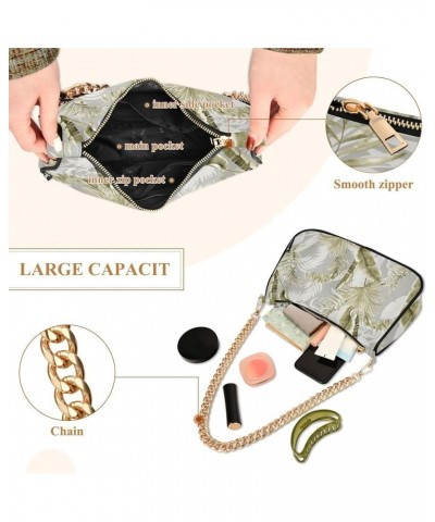 Shoulder Chain Bag for Women, Jungle Leaves Women Small Purses Shoulder Handbags Large Capacity Tote Bag for Ladies Jungle Le...