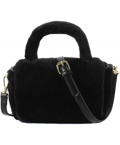 Small Top Handle Bag for Women Soft Winter Fluffy Plush Shoulder Crossbody Purse Lightweight Satchel B-black $20.51 Satchels