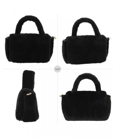 Small Top Handle Bag for Women Soft Winter Fluffy Plush Shoulder Crossbody Purse Lightweight Satchel B-black $20.51 Satchels