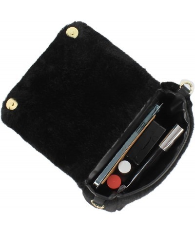 Small Top Handle Bag for Women Soft Winter Fluffy Plush Shoulder Crossbody Purse Lightweight Satchel B-black $20.51 Satchels