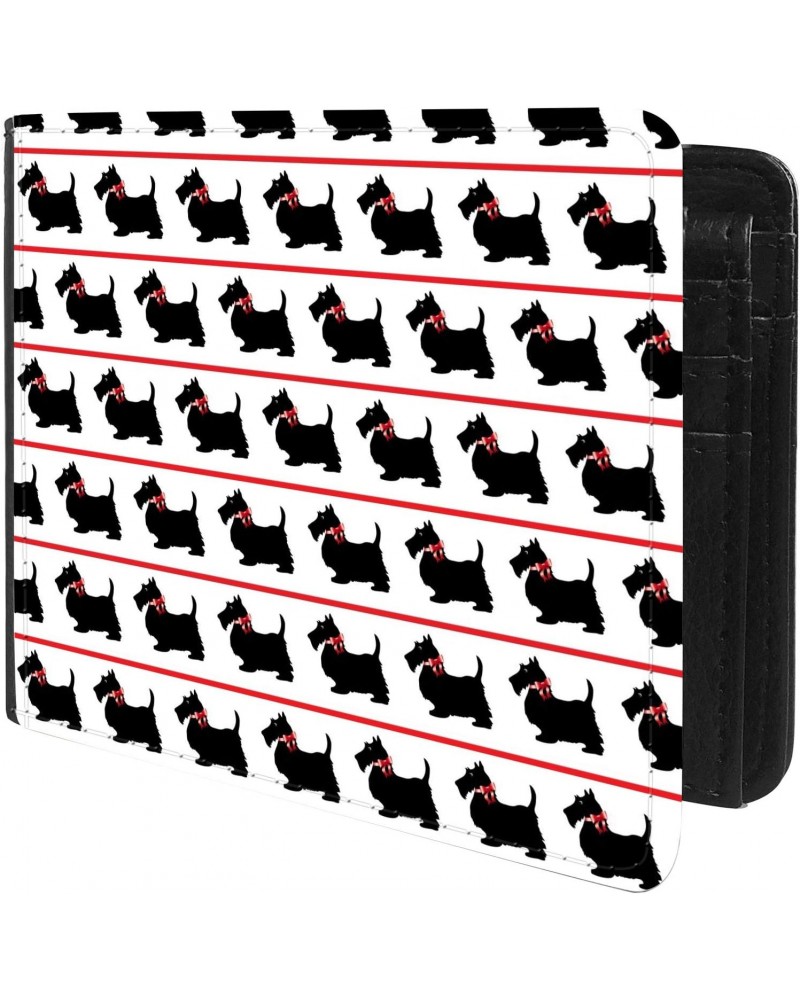 Unique Desige Pattern - Black Scottie dogs with red bows stripe pattern, Slim Front Pocket Wallet Billfold RFID Blocking $9.7...