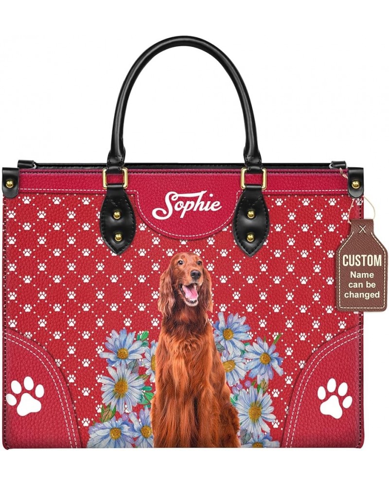 Personalized Irish Setter Dog Handbags, Custom Name Dog Leather Bags, Purses, Shoulder Bag, Gift For Dog Mom Dog Lover Style ...