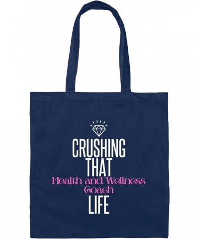 Life Coaching Gift for Stone Crushers Achieve Goals Balance Health Wellness for All Navy Black Multicolor Canvas Tote Bag $12...