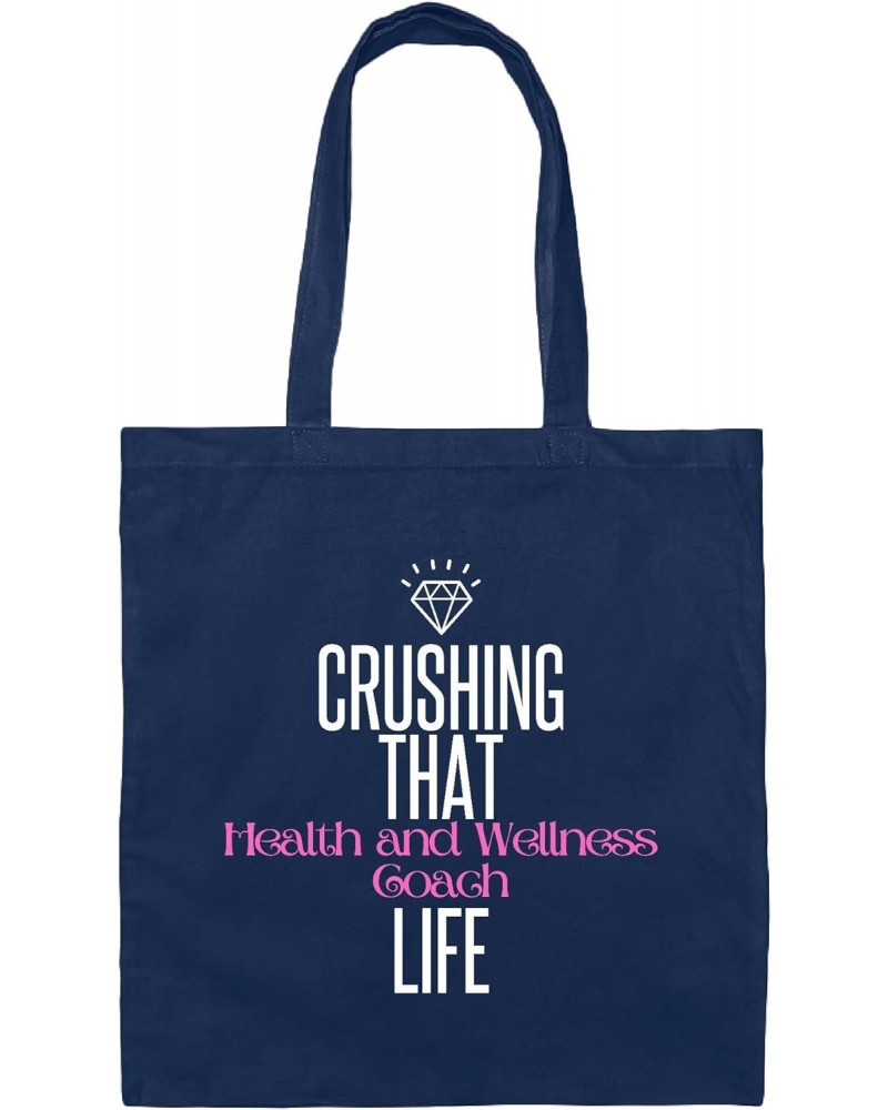 Life Coaching Gift for Stone Crushers Achieve Goals Balance Health Wellness for All Navy Black Multicolor Canvas Tote Bag $12...