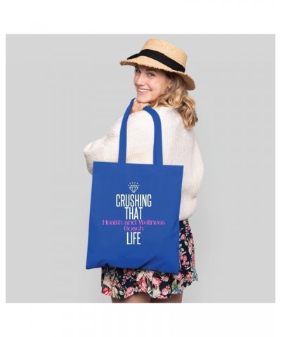 Life Coaching Gift for Stone Crushers Achieve Goals Balance Health Wellness for All Navy Black Multicolor Canvas Tote Bag $12...