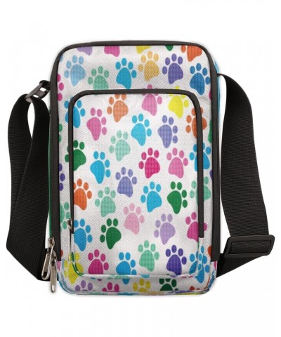 Paw Print Cross Body Bags Trendy Cross Body Cell Phone Purse Wallet Colorful Shoulder Bag Small Travel Crossbody Bag with Adj...