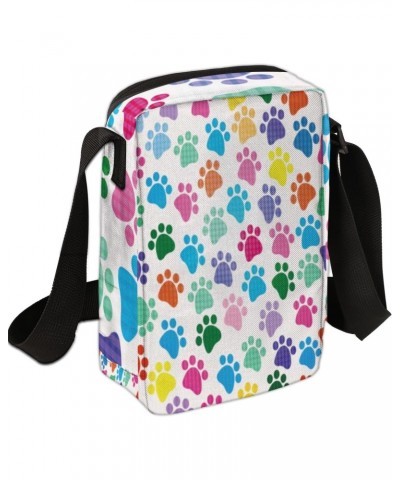 Paw Print Cross Body Bags Trendy Cross Body Cell Phone Purse Wallet Colorful Shoulder Bag Small Travel Crossbody Bag with Adj...