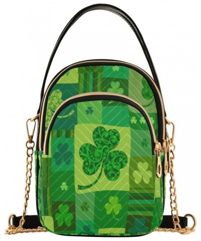 Lucky Clover Shamrocks Crossbody Handbags for Women Casual Leather Shoulder Phone Purse $13.25 Crossbody Bags