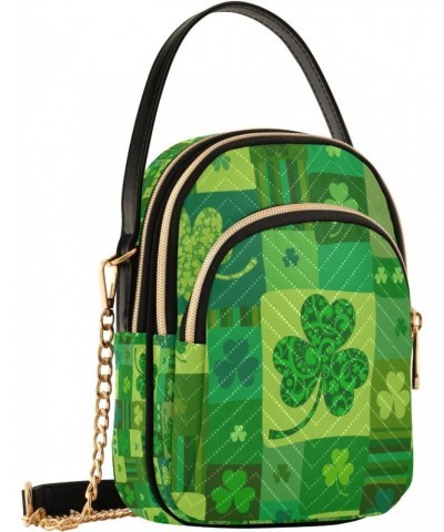 Lucky Clover Shamrocks Crossbody Handbags for Women Casual Leather Shoulder Phone Purse $13.25 Crossbody Bags