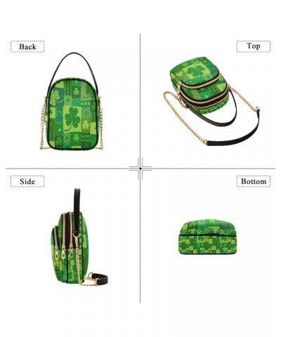 Lucky Clover Shamrocks Crossbody Handbags for Women Casual Leather Shoulder Phone Purse $13.25 Crossbody Bags