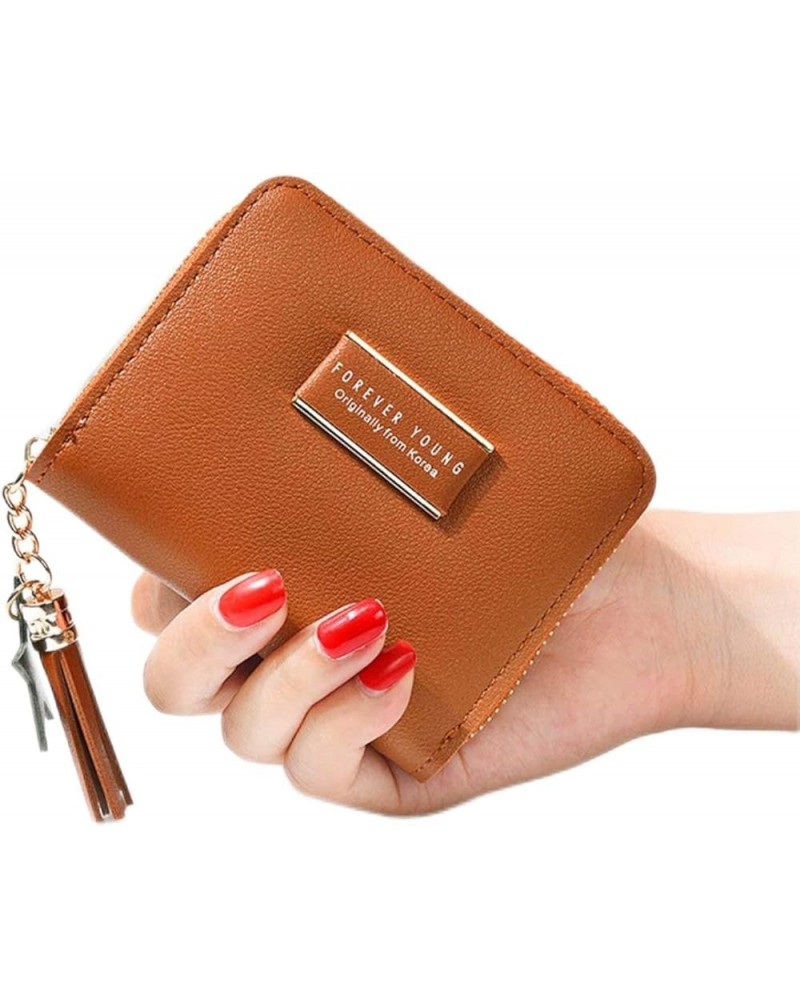 Women's RFID Blocking Leather Small Wallet Card Holder Zip Coin Purse Clutch Handbag Brown $8.79 Wallets