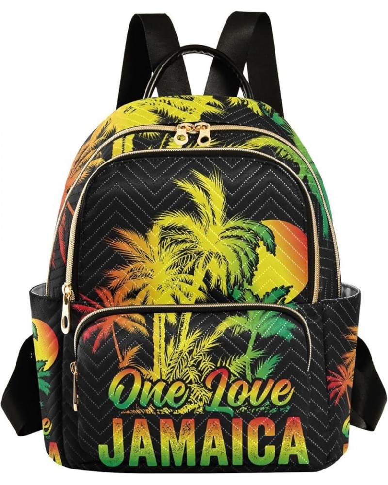 Patriot Women Backpack Jamaica One Love Coconut Palm Anti-Theft Travel Backpack with Luggage Belt Lightweight Handbag Lady Pu...