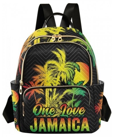 Patriot Women Backpack Jamaica One Love Coconut Palm Anti-Theft Travel Backpack with Luggage Belt Lightweight Handbag Lady Pu...