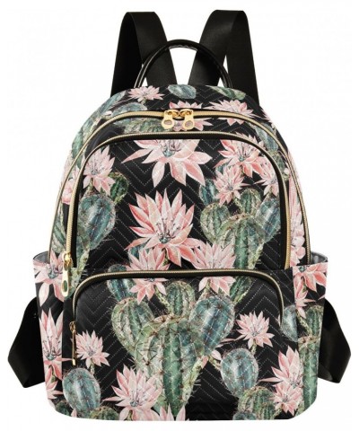 Watercolor Cactus Flowers Fashion Backpack Purse for Women Multipurpose Casual Daypack with Multi Pockets & Secured Zipper La...