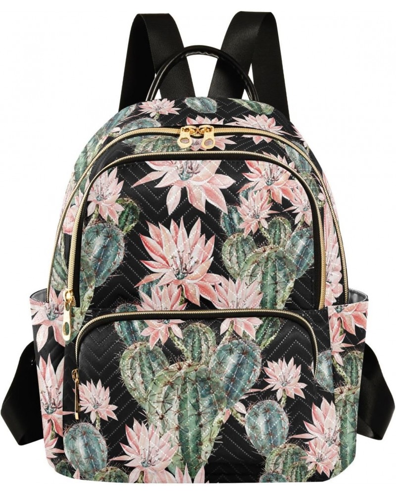 Watercolor Cactus Flowers Fashion Backpack Purse for Women Multipurpose Casual Daypack with Multi Pockets & Secured Zipper La...