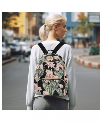 Watercolor Cactus Flowers Fashion Backpack Purse for Women Multipurpose Casual Daypack with Multi Pockets & Secured Zipper La...