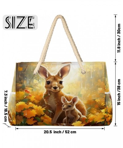 Deer Autumns Leaves Beach Bags for Women Large Tote Bag with Zipper and Pockets Waterproof Sandproof Accessories Swim Pool Ba...