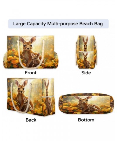 Deer Autumns Leaves Beach Bags for Women Large Tote Bag with Zipper and Pockets Waterproof Sandproof Accessories Swim Pool Ba...