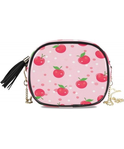 Crossbody Purse Small Crossbody Bags Shoulder Handbags Red Apple Dot for Women $12.50 Shoulder Bags