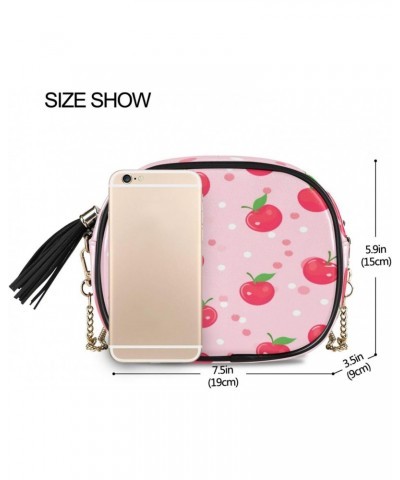 Crossbody Purse Small Crossbody Bags Shoulder Handbags Red Apple Dot for Women $12.50 Shoulder Bags