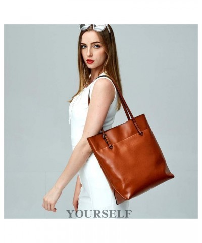 Women's Tote Bag Genuine Leather Handbags Classic Stylish Shoulder Bag Purses (Orange) Gray $43.28 Totes