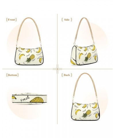 Drawn Fashion Aloha Pineapple Banana Shoulder Bags for Women Small Handbags Mini Clutch Purse $16.19 Clutches