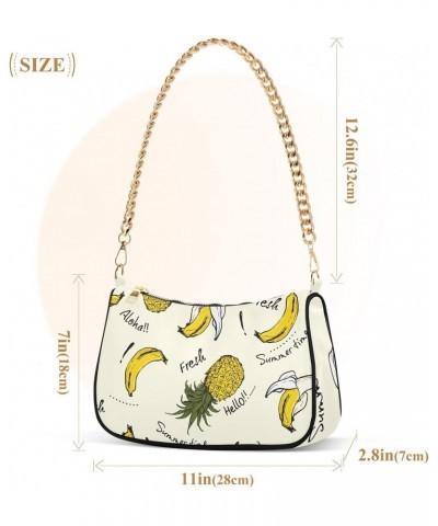 Drawn Fashion Aloha Pineapple Banana Shoulder Bags for Women Small Handbags Mini Clutch Purse $16.19 Clutches