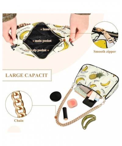 Drawn Fashion Aloha Pineapple Banana Shoulder Bags for Women Small Handbags Mini Clutch Purse $16.19 Clutches