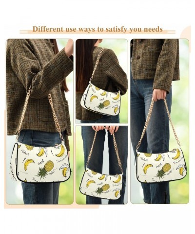 Drawn Fashion Aloha Pineapple Banana Shoulder Bags for Women Small Handbags Mini Clutch Purse $16.19 Clutches