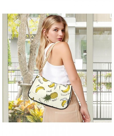 Drawn Fashion Aloha Pineapple Banana Shoulder Bags for Women Small Handbags Mini Clutch Purse $16.19 Clutches