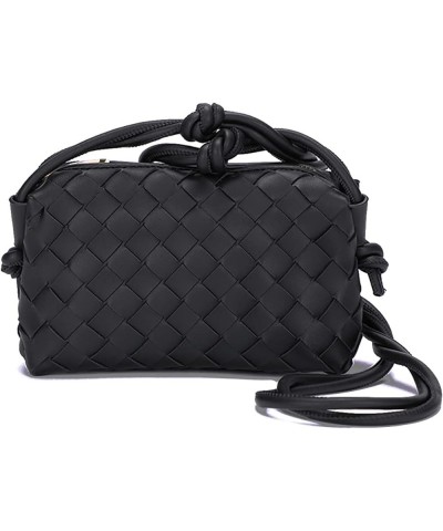 Woven Crossbody Bags for Women，Fashion Leather Lightweight Handbags Shoulder Bag Phone Purse Ladies Messenger Bag Black $24.7...