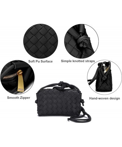 Woven Crossbody Bags for Women，Fashion Leather Lightweight Handbags Shoulder Bag Phone Purse Ladies Messenger Bag Black $24.7...