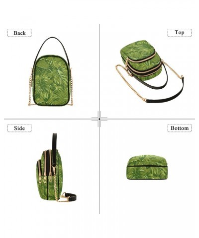 Tropical Leaves Green Crossbody Bags for Women Small Shoulder with Detachable Straps, Trendy Cell Phone Purse Shoulder Handba...