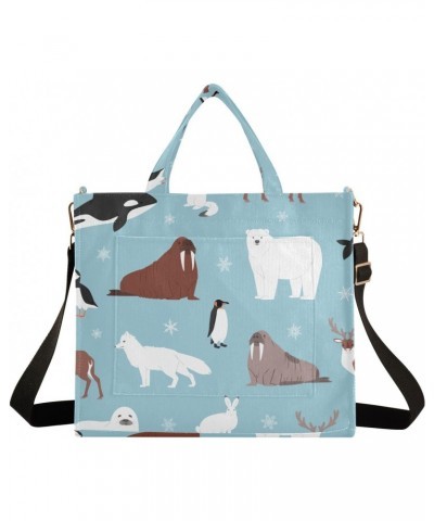 Arctic Animals Polar Bear Penguin Furseal Tote Bag Corduroy Bag Large Handbag Shoulder Bag Satchel Bag for Women $13.20 Totes