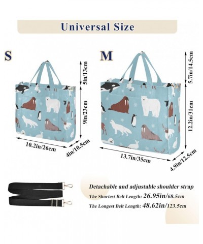 Arctic Animals Polar Bear Penguin Furseal Tote Bag Corduroy Bag Large Handbag Shoulder Bag Satchel Bag for Women $13.20 Totes