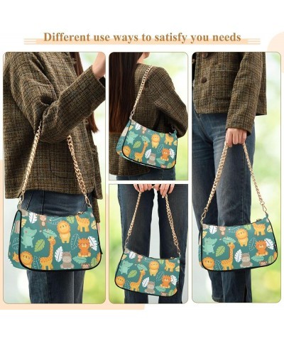 Cute Print Colorful Small Cute Purse Hobo Clutch Bag Women Vintage Handbags Chain Ladies Shoulder Bag Cute Cartoon Giraffe Gr...