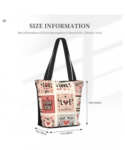 Women Shoulder Bag Valentine'S Day-Heart-Love Foldable Tote Bag With Zipper Closure Casual Shopping Purse Daily Bag $16.03 Totes