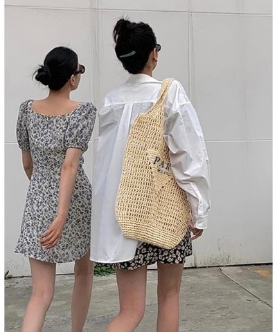 2023 Ins Luxury Design Women Plaited Straw Bag Large Capacity Tote Handbag Hollow Summer Beach Vacation Shoulder Bag B $19.71...