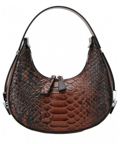 Crocodile pattern one shoulder bag women's fashion personality all-match Crescent women's bag Brown $24.48 Totes