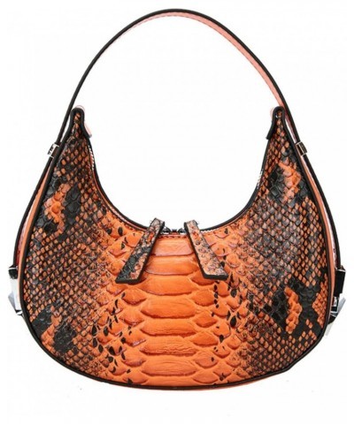 Crocodile pattern one shoulder bag women's fashion personality all-match Crescent women's bag Brown $24.48 Totes