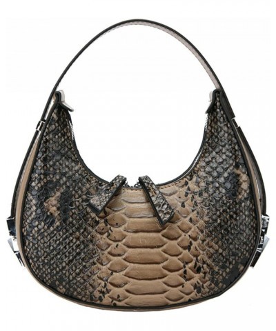 Crocodile pattern one shoulder bag women's fashion personality all-match Crescent women's bag Brown $24.48 Totes