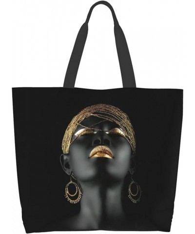 African Woman Tote Shoulder Bags Handbags Tote Bags Zipper Shopper Bag Canvas Tote Bag For Women Afro Girl $11.39 Backpacks