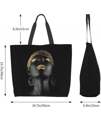 African Woman Tote Shoulder Bags Handbags Tote Bags Zipper Shopper Bag Canvas Tote Bag For Women Afro Girl $11.39 Backpacks