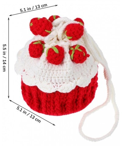 Cute Strawberry Purse Fruit Crossbody Crochet Bags Knitted Handbag with Drawstring Strawberry Crochet Bag Small Shoulder Bag ...